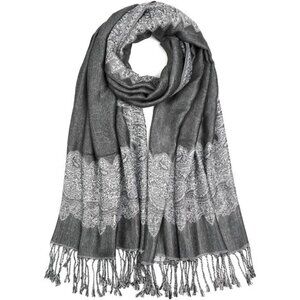 Paisley Pashmina Shawls Wraps for Women Grey